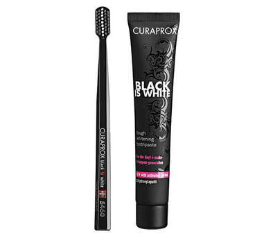 CURAPROX Black Is White Toothpaste Set Charcoal Whitening Toothpaste 3.04 oz. + CS 5460 Toothbrush